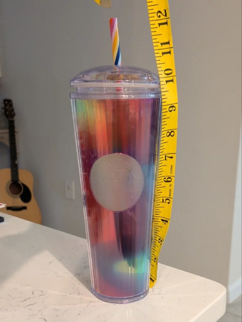 Starbucks Multicolor Iridescent Rainbow Tumbler with Striped Straw
